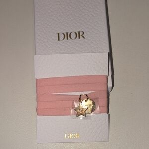 Dior Pink Wrap Bracelet Or Necklace with Gold Toned Charms